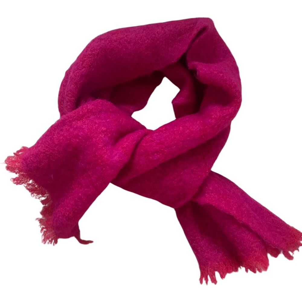 Hemmings Mohair & Wool Handwoven Wrap Bright Pink Made In Ireland